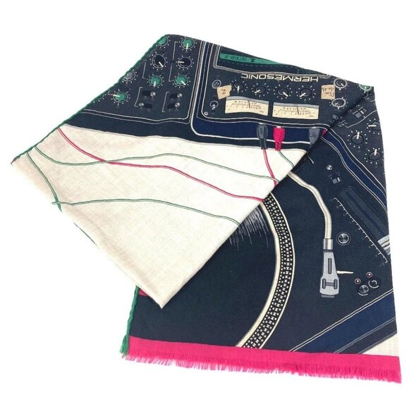 HERMES fringe LAST NIGHT Last Night DJ Shawl Scarf Muffler Stole/Shawl - Picture 8 of 14